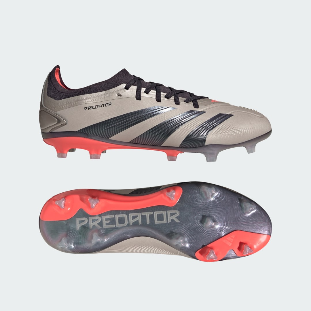 adidas PRedator Pro Firm Ground Boots Football 10 UK Unisex Platinum Metallic / Aurora Black / Turbo