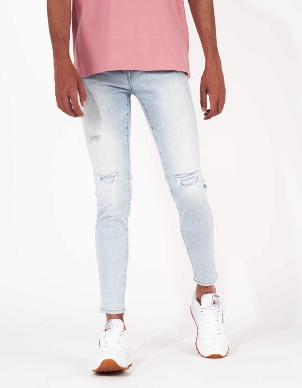 AE AirFlex+ Ripped Ultra Skinny Jean - Destroyed Light Wash, 28W x 30L 