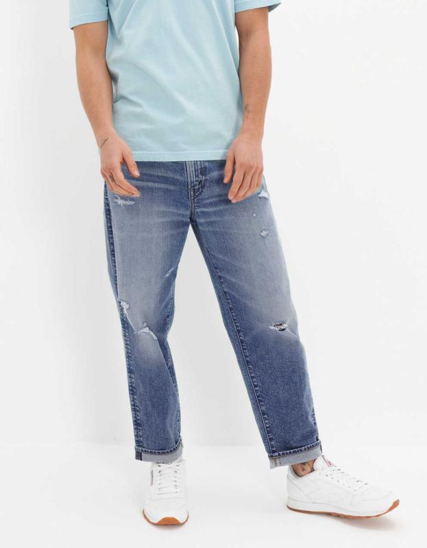 AE Flex Loose Cropped Jean - Light Wash, 34 X 30 