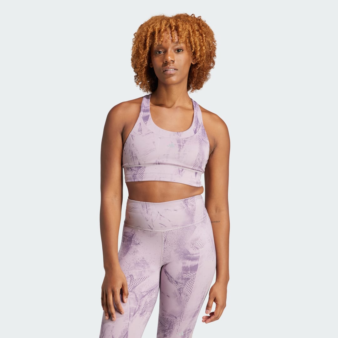 adidas Run Pocket Medium-Support AOP Bra Iteration Training AL C-D Women Preloved Fig / Ash Purple