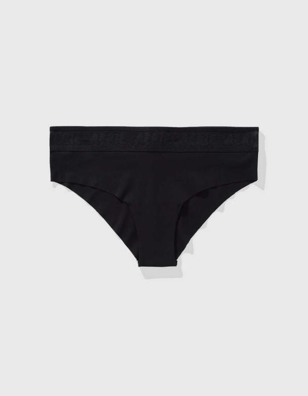 SMOOTHEZ No Show Logo Cheeky Underwear - True Black, M 