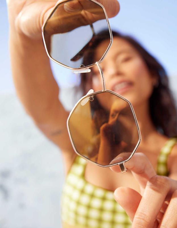 Aerie Movin' N Groovin' Sunglasses - Olive, One Size 