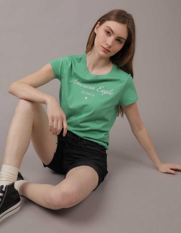 AE Crew Neck Tee - Green, S 