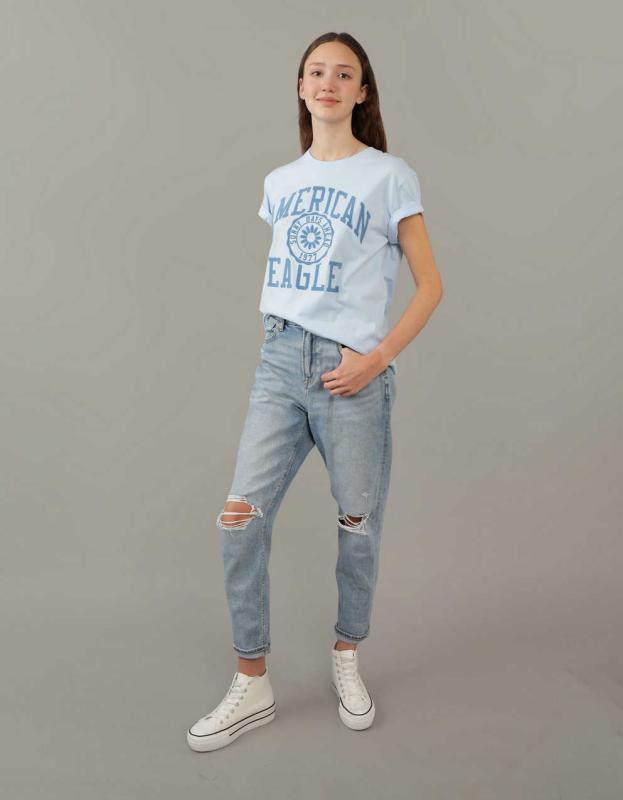 AE Short-Sleeve Graphic Tee - Light Blue, L 