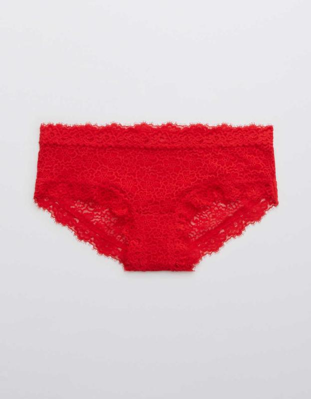 Aerie Eyelash Lace Boybrief Underwear - Chilly Red, XS 
