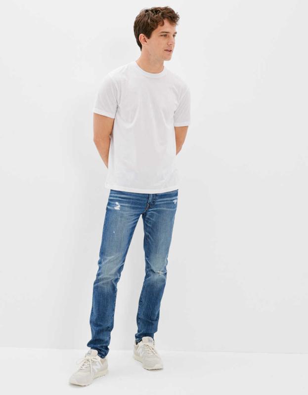 AE AirFlex+ Skinny Jean - Medium Destroy, 28W x 30L 