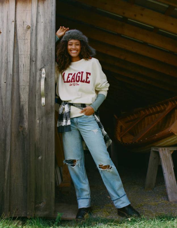 AE Ripped Low-Rise Baggy Straight Jean - Bright Blue, 4 