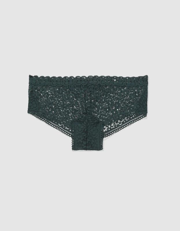 Superchill Cozy Lace Cheeky Underwear - Deep Forest Green, XS 