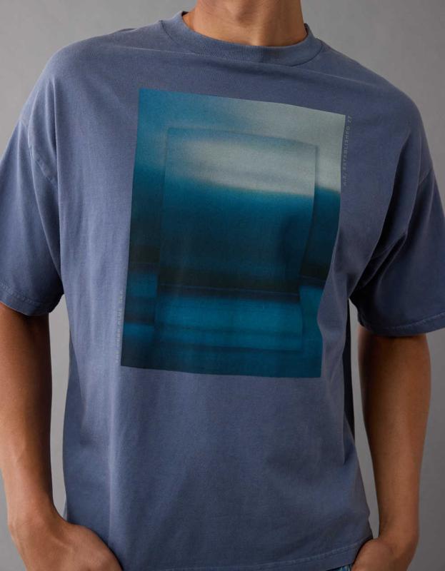 AE Oversized Photo Graphic T-Shirt - Blue, XL 