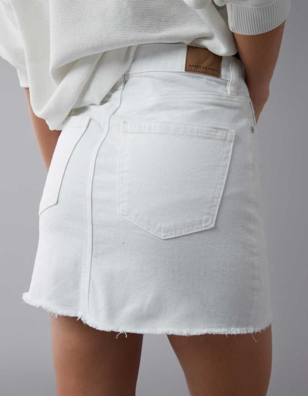AE Stretch High-Waisted Perfect Denim Mini Skirt - White, 4 