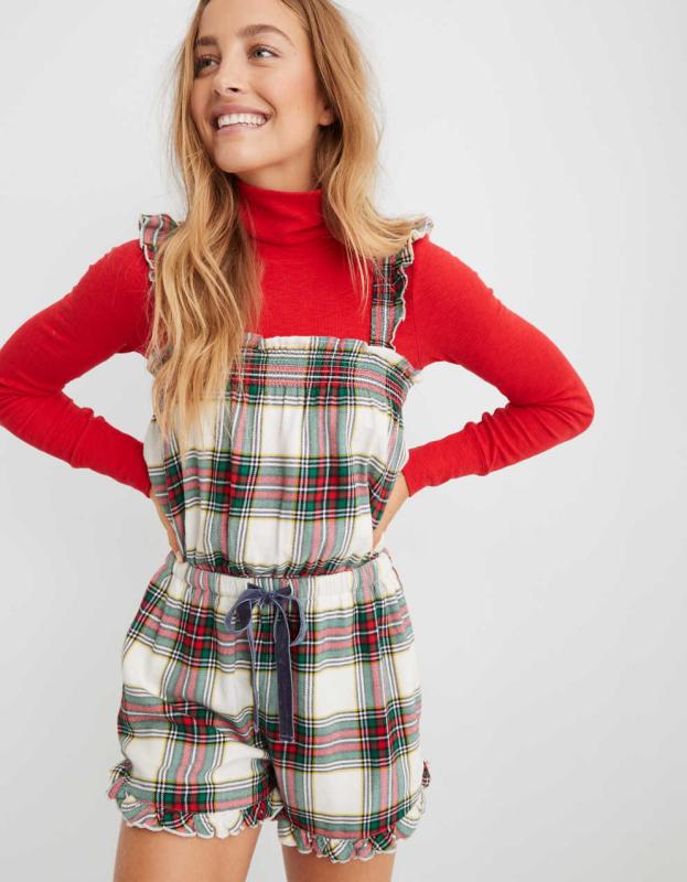 Aerie Flannel Romper - Soft Muslin, S 