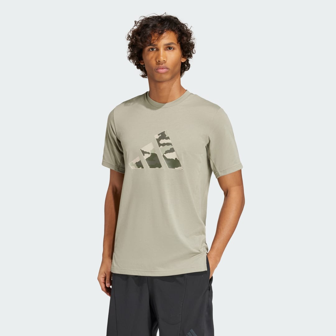adidas Train Essentials Camo Graphic Logo Tee Training 3XL Men Silver Pebble