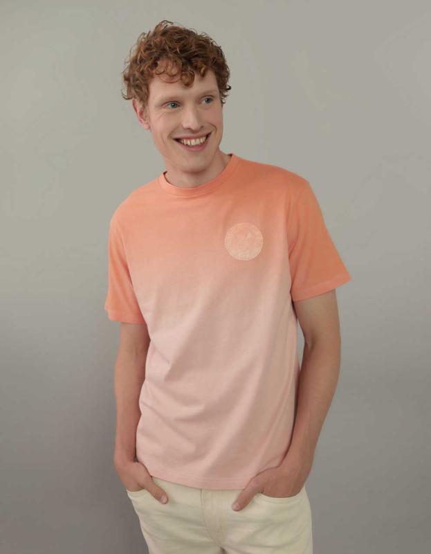 AE Dip Dye Logo Graphic T-Shirt - Pink, XL 