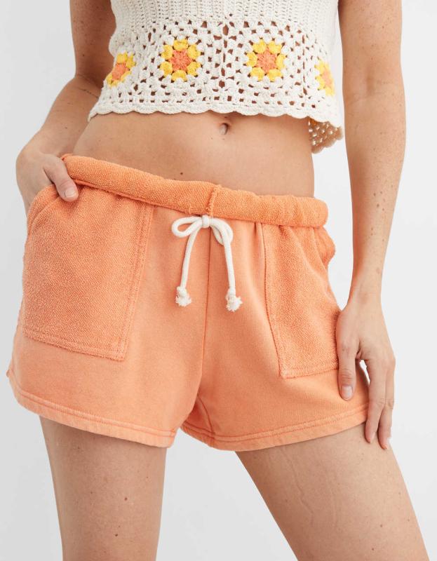 Aerie On-A-Roll Fleece High Waisted Short - Orange Musk, XXL 