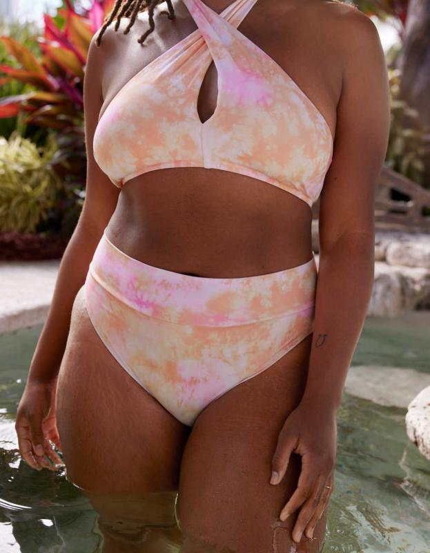 Aerie High Cut Cheeky Bikini Bottom - Beach Peach, M 