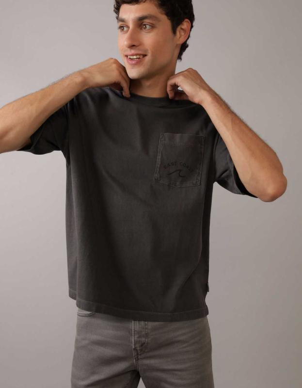 AE Oversized Pocket Graphic T-Shirt - Dark Gray, L 
