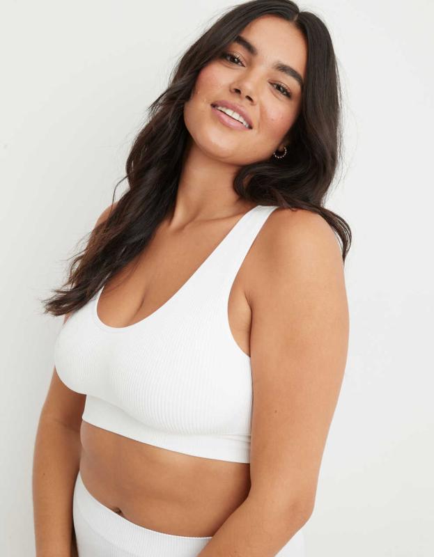 Aerie Seamless Padded Bralette - White, L 