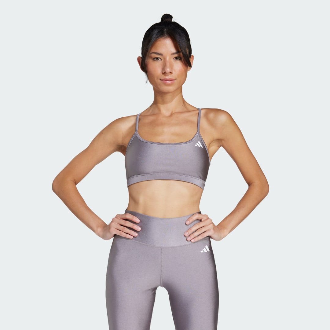 adidas Aeroreact Training Light-Support Shiny Bra Training 2XOT Women Taupe Oxide / White