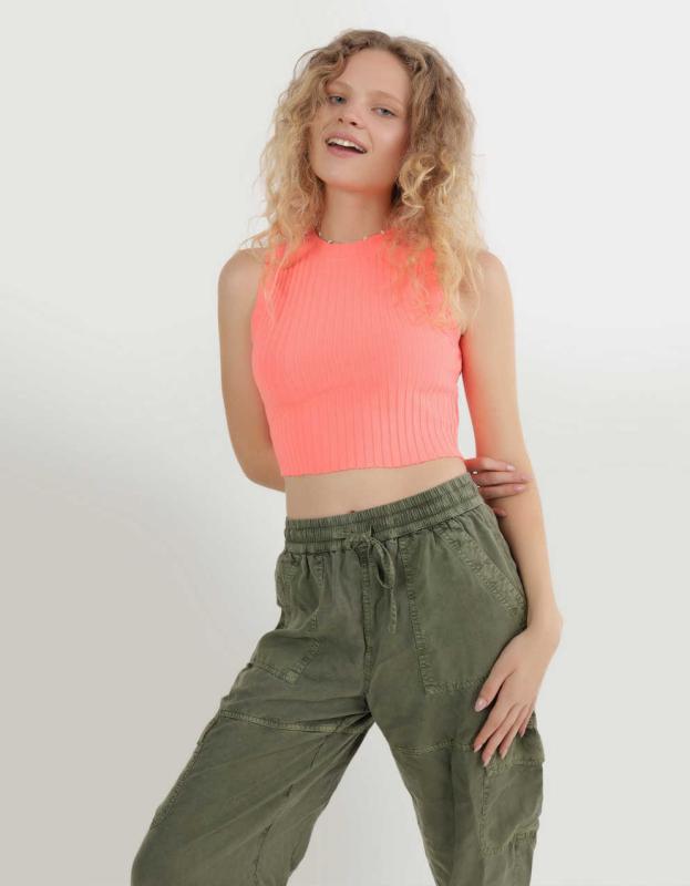 Aerie High Neck Ribbed Tank Top - Tropadelic, XS 