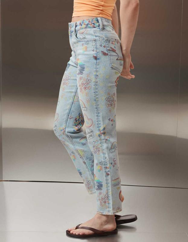 AE Pride Stretch Super High-Waisted Ankle Straight Jean - Multi, 4 