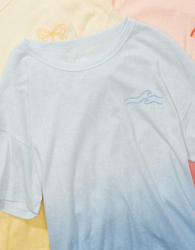 AE Oversized Dip-Dye True Tee - Navy, L 