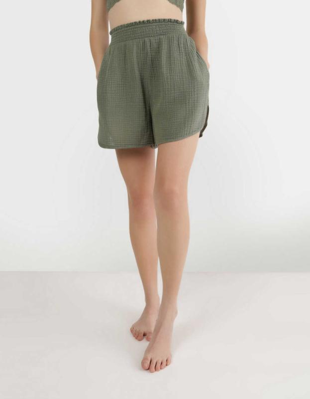 Aerie High Waisted Pool-To-Party Short - Olive Fun, M 