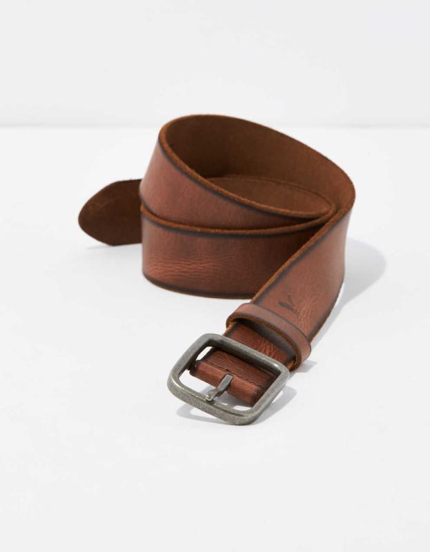 AEO Raw Edge Leather Belt - Brown, 30 