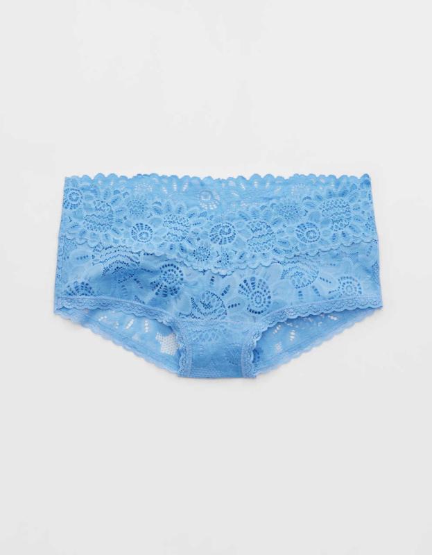 Aerie Seaside Lace Boybrief Underwear - Horizon Sky, L 