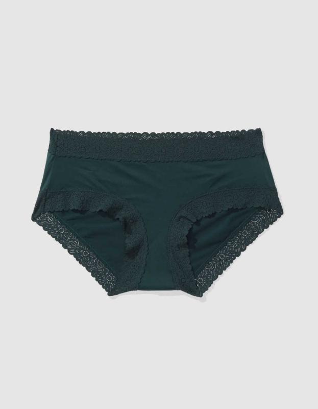 Sunnie Blossom Lace Boybrief Underwear - Deep Forest Green, S 