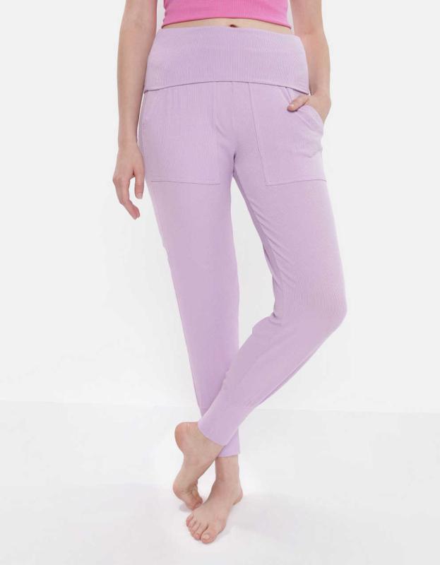 Aerie Real Soft® Ribbed Foldover Jogger - Lavender Lake, S 