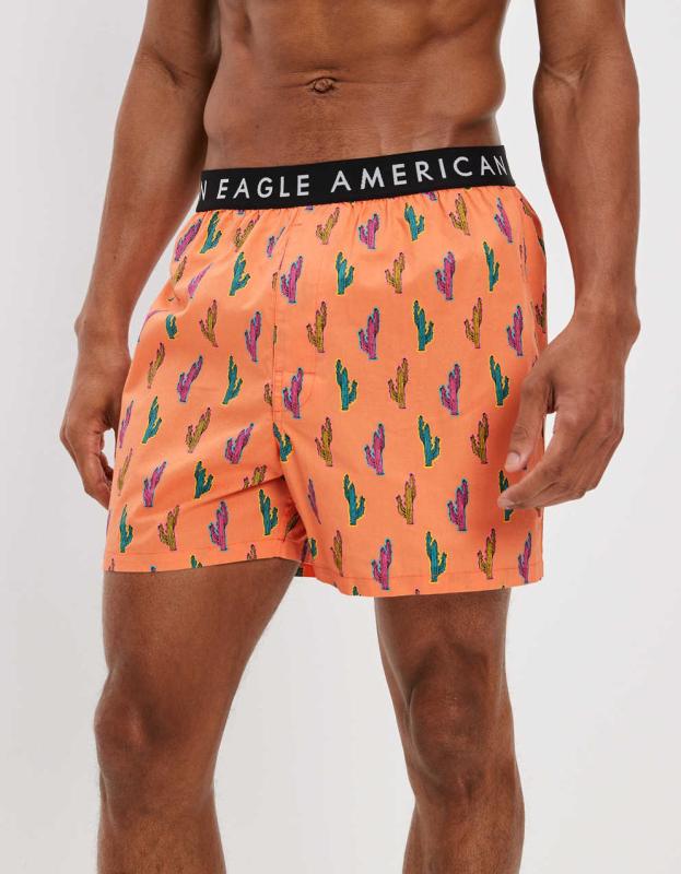 AEO Cactus Stretch Boxer Short - Coral, L 