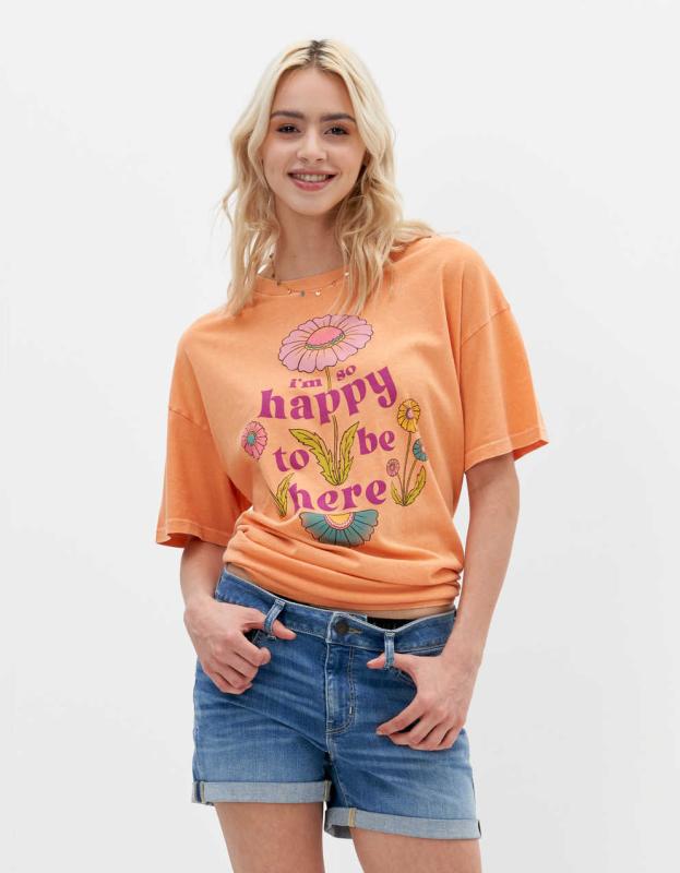 AE Oversized Graphic Tee - Mango, M 