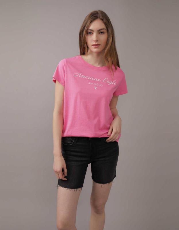 AE Crew Neck Tee - Pink, L 