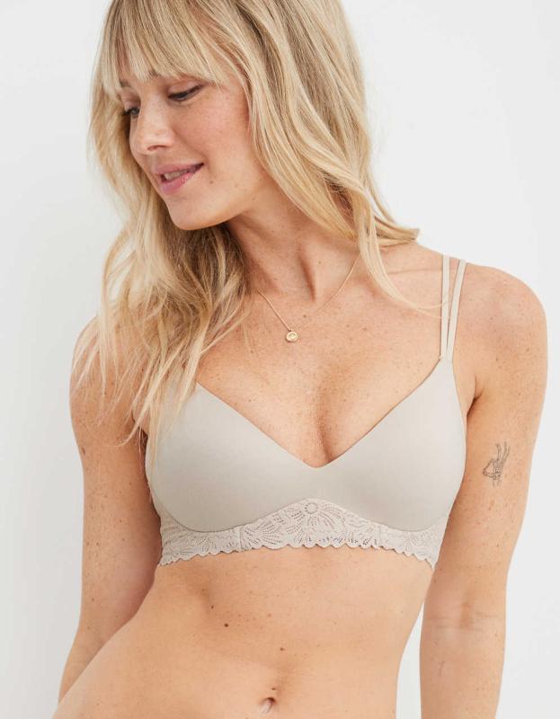 Sunnie Wireless Push Up Blossom Lace Trim Bra - Soft Satin, 36B 