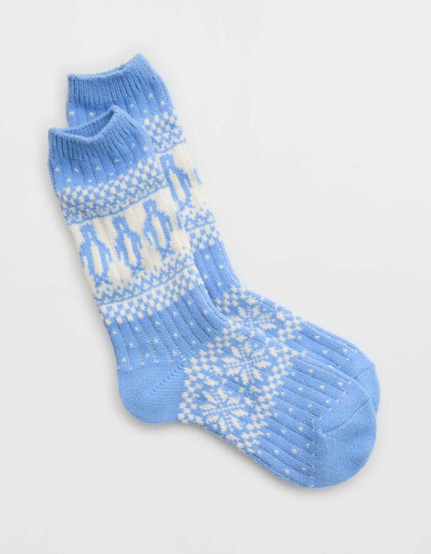 Aerie Fairisle Socks - Blue, One Size 