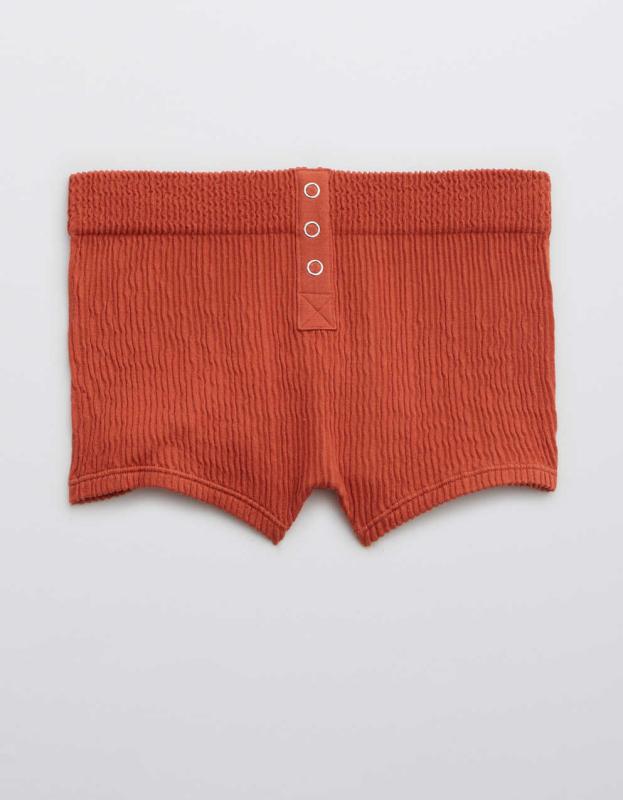 Aerie Seamless Snap Cheeky Boyshort Underwear - Rusty Peach, XS 