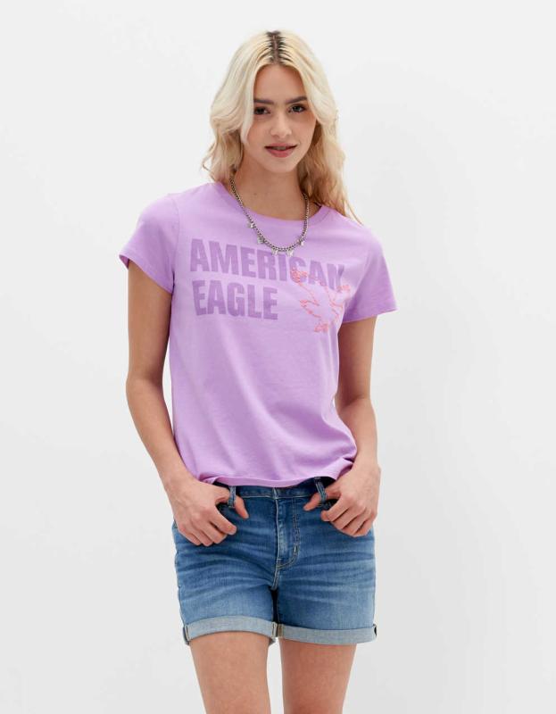 AE Slim Graphic Tee - Purple, XS 