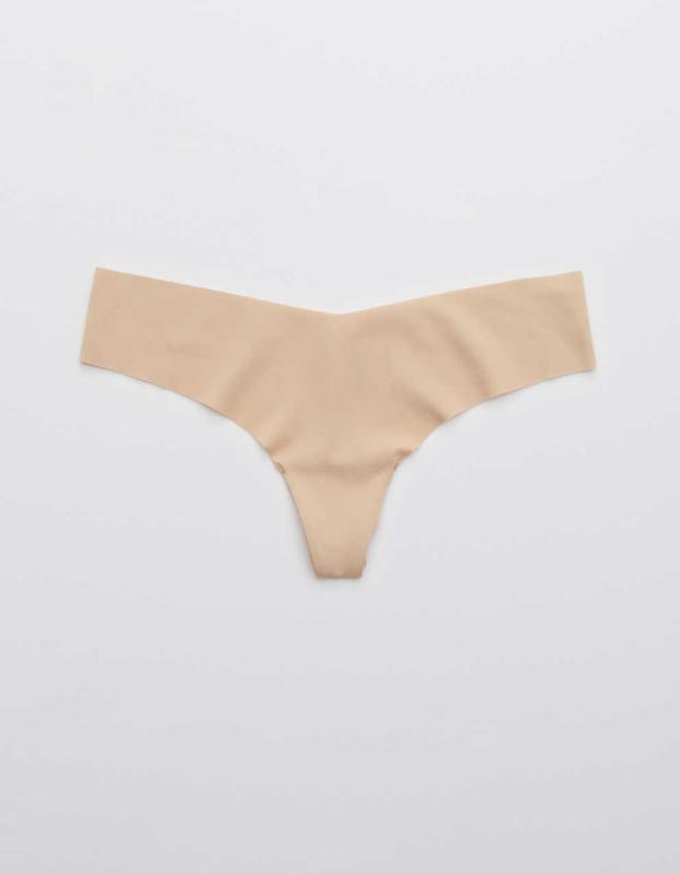 SMOOTHEZ No Show Thong Underwear - Sands, L 
