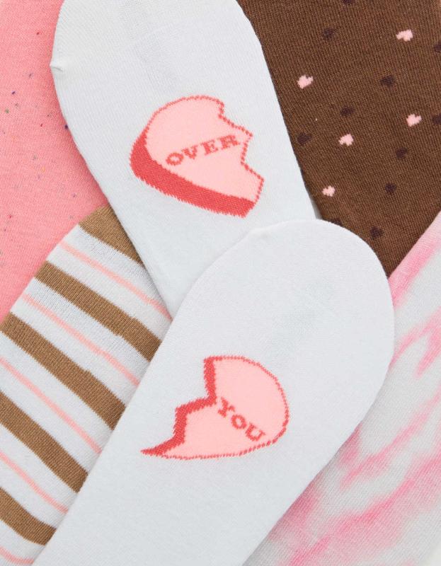 Aerie No Show Sock 5-Pack - Shell Pink, One Size 