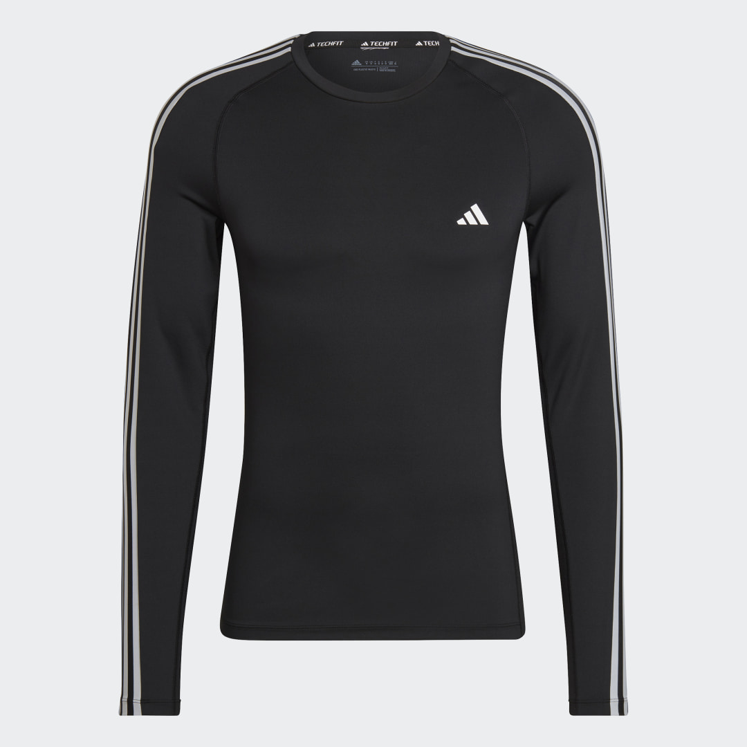 adidas Techfit 3-Stripes Training Long Sleeve Tee Gym & Training,Training A/3XL Men Black