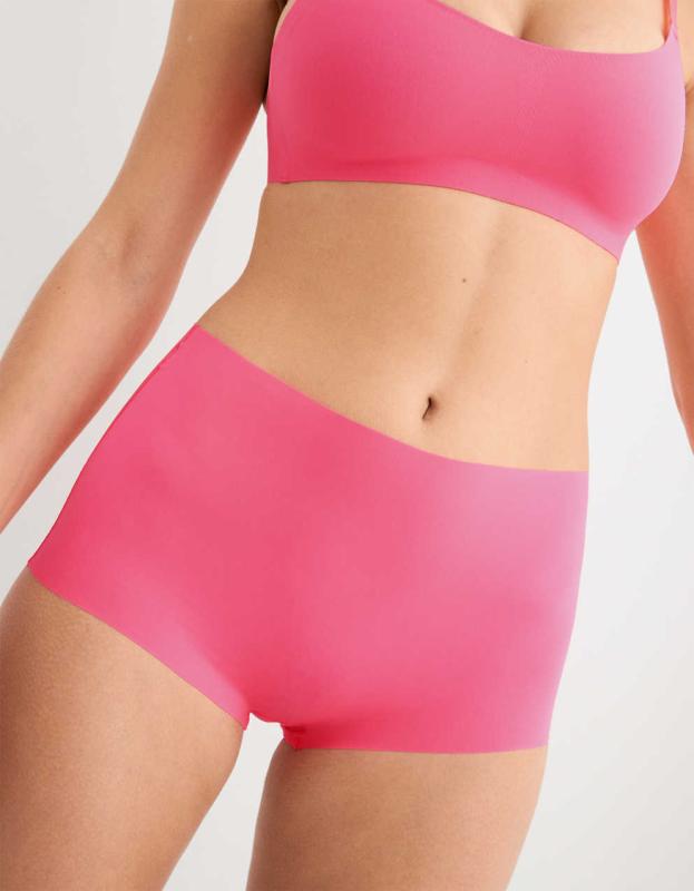 SMOOTHEZ No Show XTRA Mid Rise Cheeky Underwear - Coral Sun, XL 