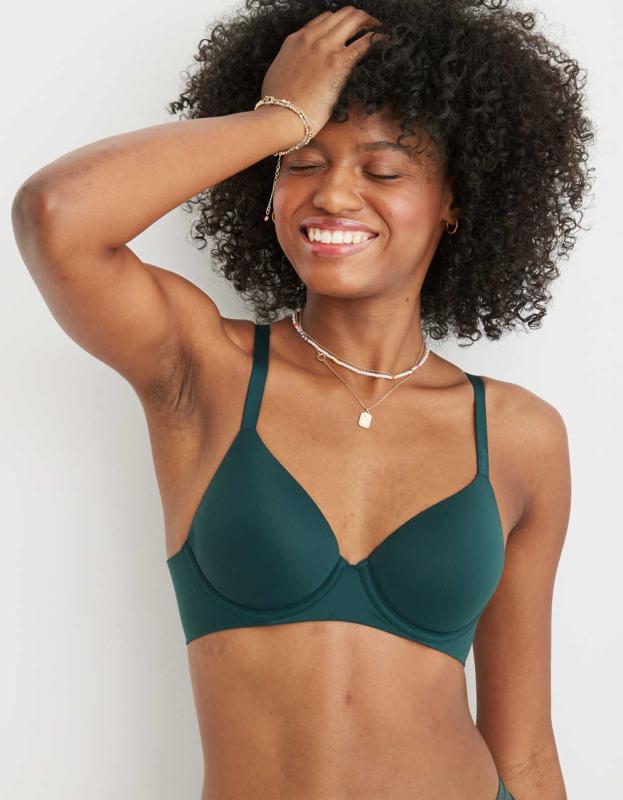 SMOOTHEZ Full Coverage Lightly Lined Bra - Deep Forest Green, 80D 