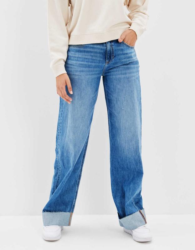 AE Low-Rise Baggy Wide-Leg Jean - Dreamy Indigo, 6 