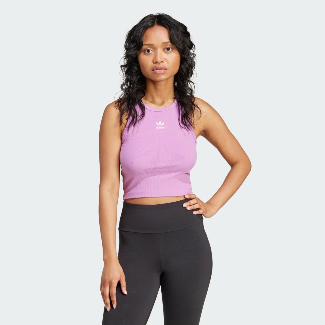 adidas Essentials Ribbed Tank Top Lifestyle A2XL Women Preloved Purple