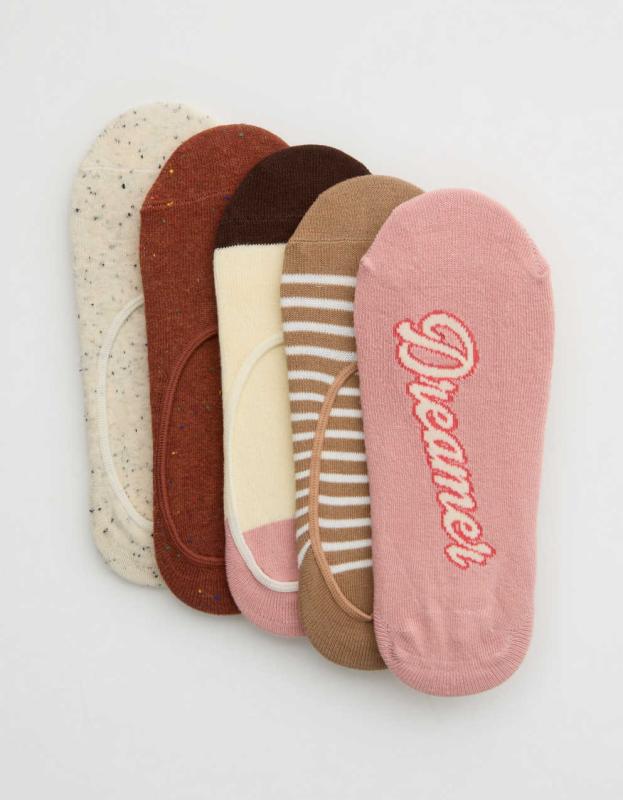 Aerie No Show Sock 5-Pack - Dusty Pink, One Size 