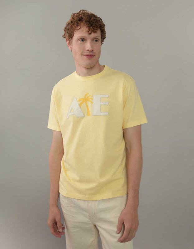 AE Logo Graphic T-Shirt - Gold, XS 