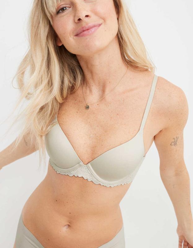 Sunnie Full Coverage Lightly Lined Blossom Lace Trim Bra - Soft Satin, 32D 