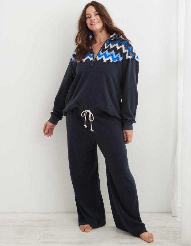 Aerie Hometown Holiday Skater Pant - Night Sea, M 