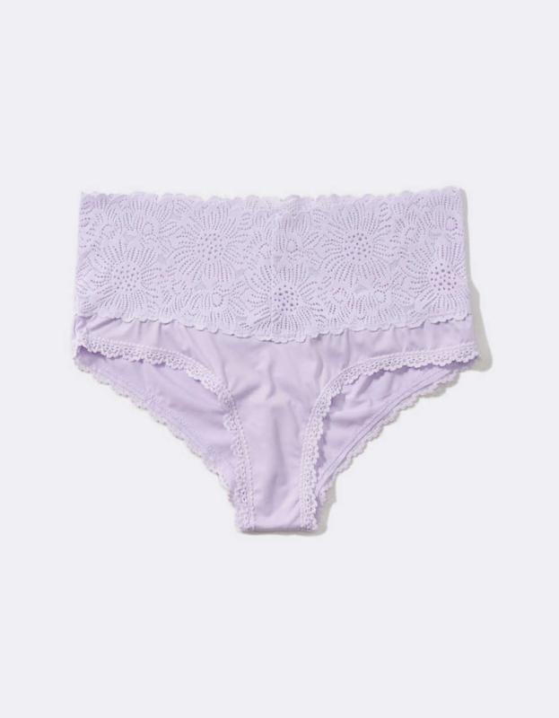 Aerie Sunnie Wide Lace Cheeky Underwear - Violet Flurry, M 