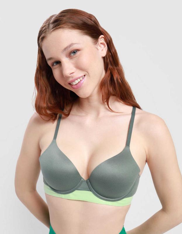 Sunnie Full Coverage Lightly Lined Strappy Bra - Green Beam, 75C 